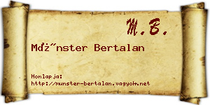 Münster Bertalan névjegykártya